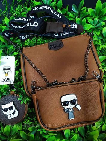 Жіноча сумка Karl Lagerfeld, 3 в 1, тканинної ремінь, 19*12/16*23 см, 931116, фото 2