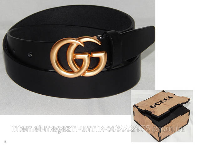 Ремінь жіночий шкіряний в коробці GUCCI ширина 35 мм. 930533, фото 2