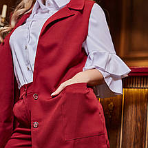 Стильний жіночий брючний костюм трійка штани блуза безрукавка тканина костюмка софт, фото 3