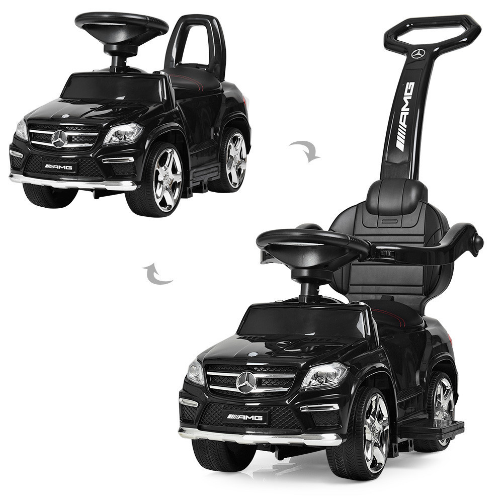 Толокар каталка Mercedes з батьківською ручкою (Чорний - SX1578-2)