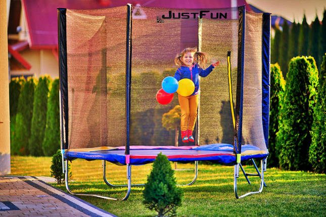 Батут Just Fun 252 см., до 120 кг. Сітка + дробина. Мультиколор, фото 2