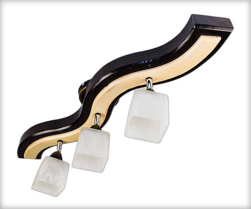 Люстра стельова з дерева 3 плафони оригінальний світильник для кухні спальні коридору кабінету передпокою Весна/3 венге, фото 1