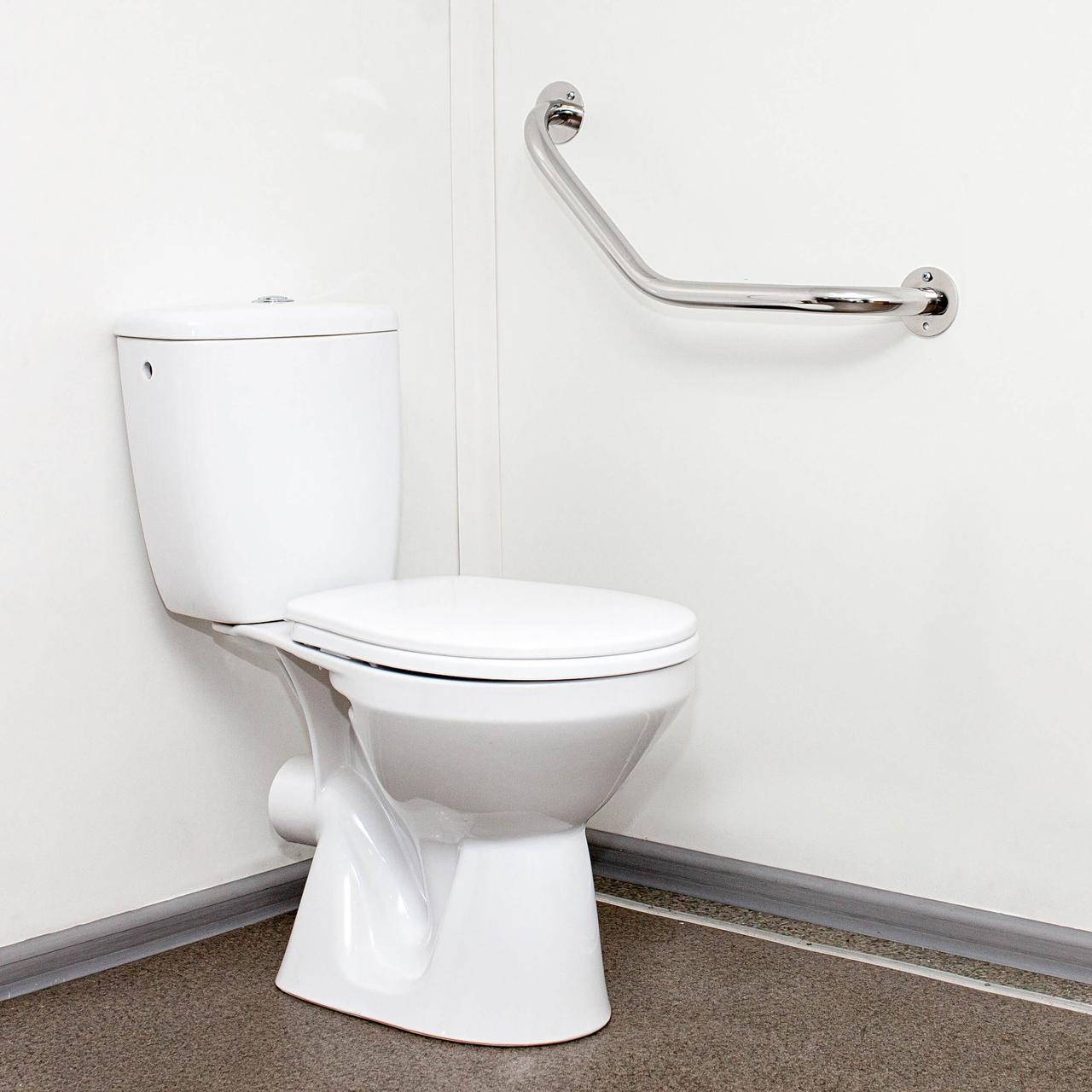 Настінний поручень для інвалідів кутовий, ручка ⁇ 32 мм, 350*350 мм, неіржавка сталь.