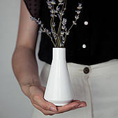 Ваза керамічна для квітів маленька 13 см "TRAPEZE" Білий Rezon V020