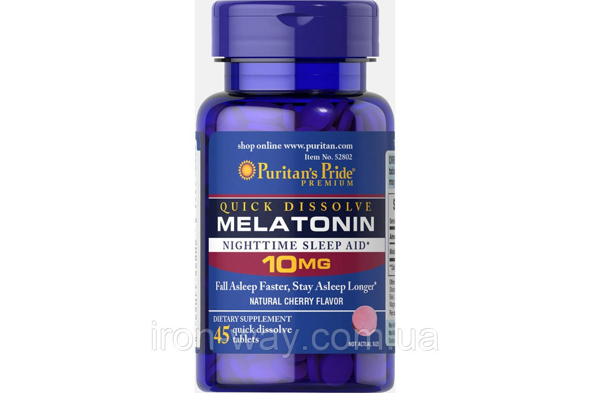 Puritan's Pride Quick Dissolve Melatonin 10 mg Cherry Flavor 45 Tablets