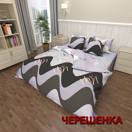 Тканина для постільної білизни Бязь "Gold" Lux GL7648 (50м) сіра абстракція, фото 1