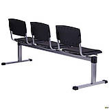 Секційні стільці Призма металкаркас 179 см алюм сидіння тканина чорного кольору, фото 3