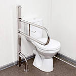 Поручень для інвалідів відкидний підлоговий посилений з держателем паперу, ручка ∅32 мм, нержавіюча сталь.