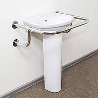 Поручень для умивальника настінний посилений, ручка ∅32 мм, нержавіюча сталь.