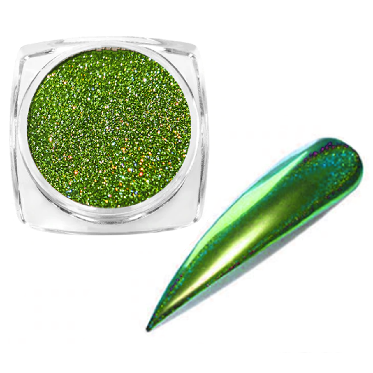 Дзеркальна втирка Lilly Beaute No1, зелена голограма