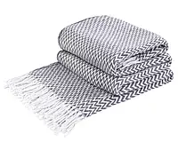 Плед хлопковый Love You Зигзаг серый 140x200 см мягкий тёплый для дома и отдыха (4195)