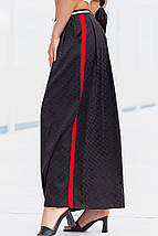 Жіночі брюки спідниця широкі штанини палаццо з лампасами чорний, фото 2
