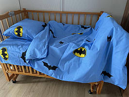 Дитяча постільна білизна в ліжечко - Бетмен на синьому