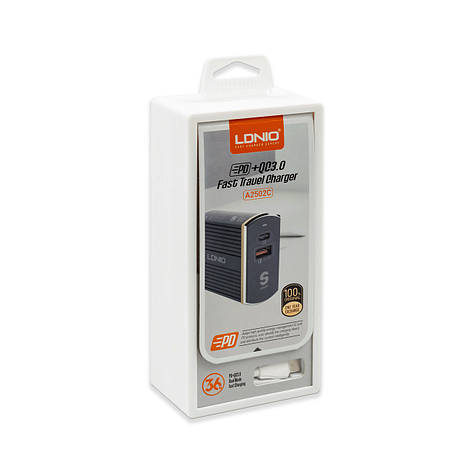 Зарядний пристрій PD (Type-C) LDNIO A2502C (5 V /3 A; 9 V / 2 A; 12 V / 1.5 A), фото 1