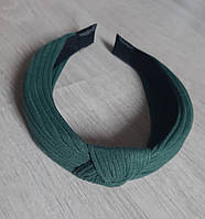 Обруч-чалма для волос зеленого цвета в рубчик