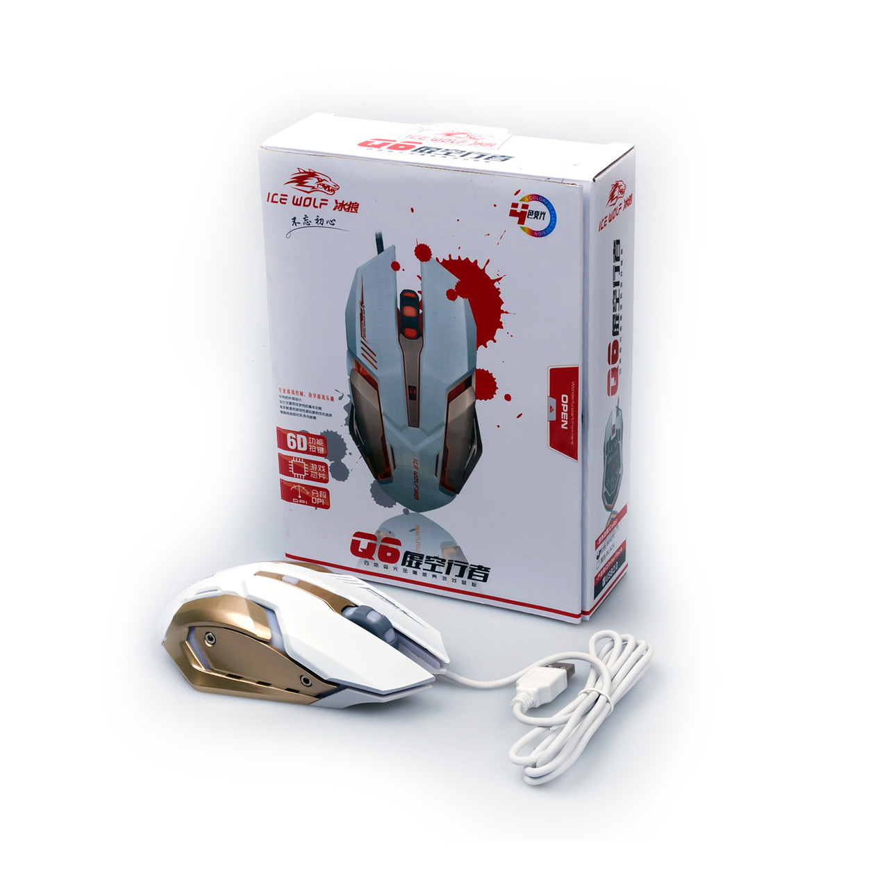 Миша ICE WOLF Q6 ігрова біла