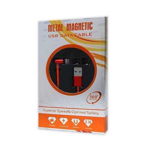 Кабель USB-iPhone 5/6/iPad Metal Magnetic 360° 2.1 A магнітний червоний, фото 2