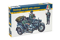 ZUNDAPP KS750 WITH SIDECAR. Сборная модель военного мотоцикла в масштабе 1/35. ITALERI 317