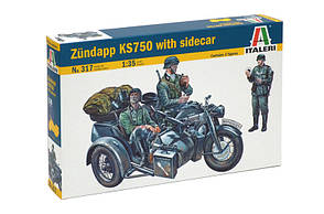 ZUNDAPP KS750 WITH SIDECAR. Збірна модель військового мотоцикла в масштабі 1/35. ITALERI 317