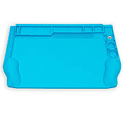 Килимок для паяння SUNSHINE SS-004H (45см*30см) термостійкий силіконовий з осередками під гвинти (синій)