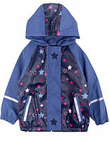 Детский Дождевик на Флисе, Куртка, синяя звезды, Грязепруф, Lupilu 86-92