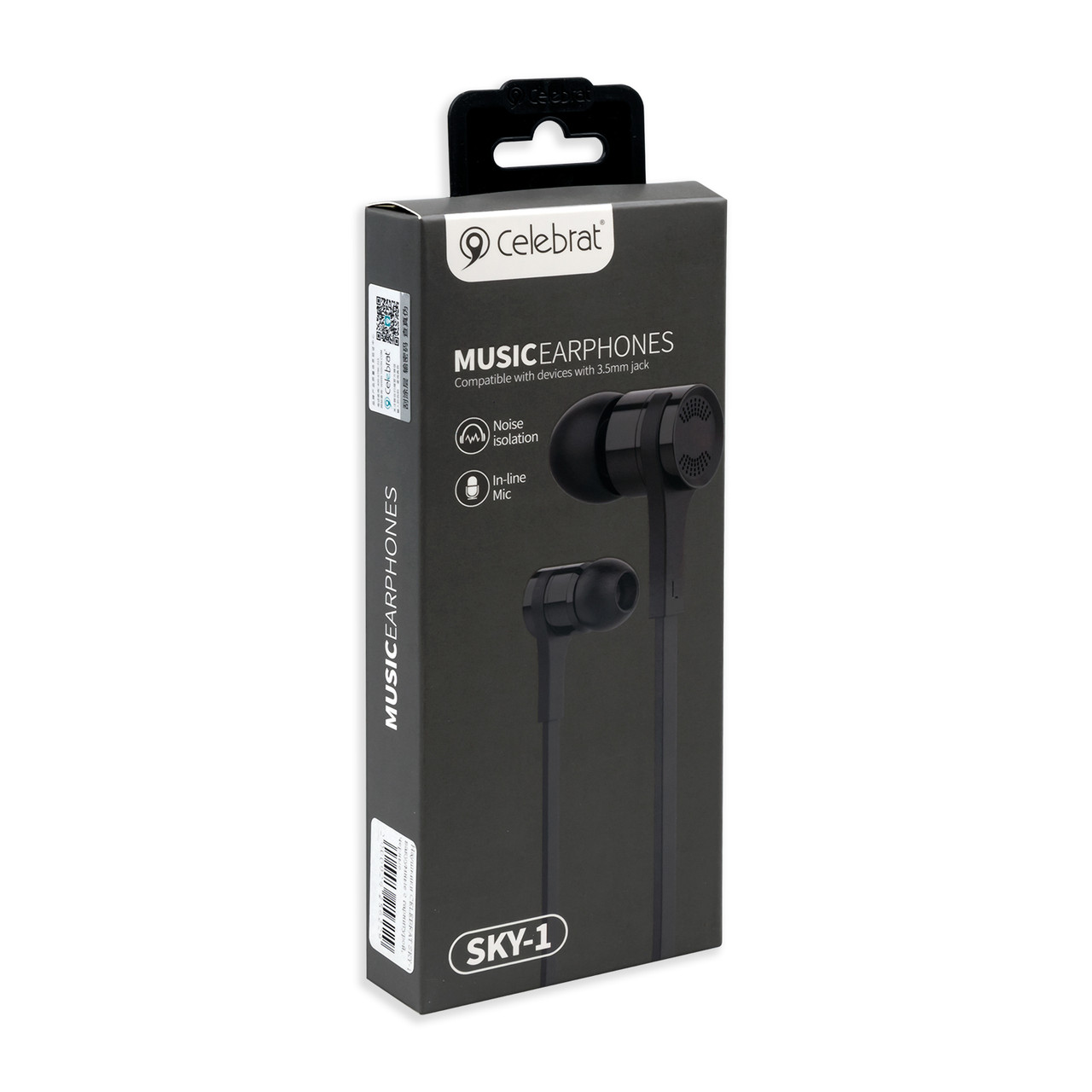 Навушники CELEBRAT SKY-1 вакуумні з гарнітурою, чорні