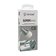 Навушники CELEBRAT C8 вакуумні з гарнітурою, сріблясті
