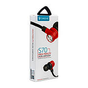 Навушники CELEBRAT S70 вакуумні з гарнітурою, червоні