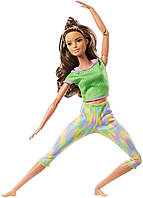 Кукла Барби йога с гулькой зеленый топ Тереза Barbie Made To Move Long Wavy Brunette оригинал брюнетка