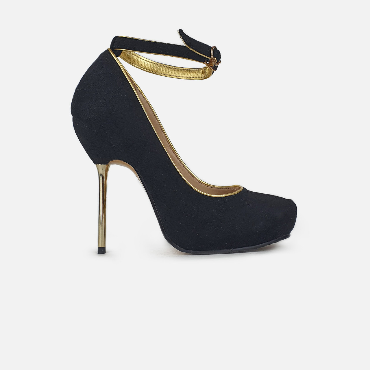 Жіночі туфлі з ремінцем чорні на тонкій шпильці