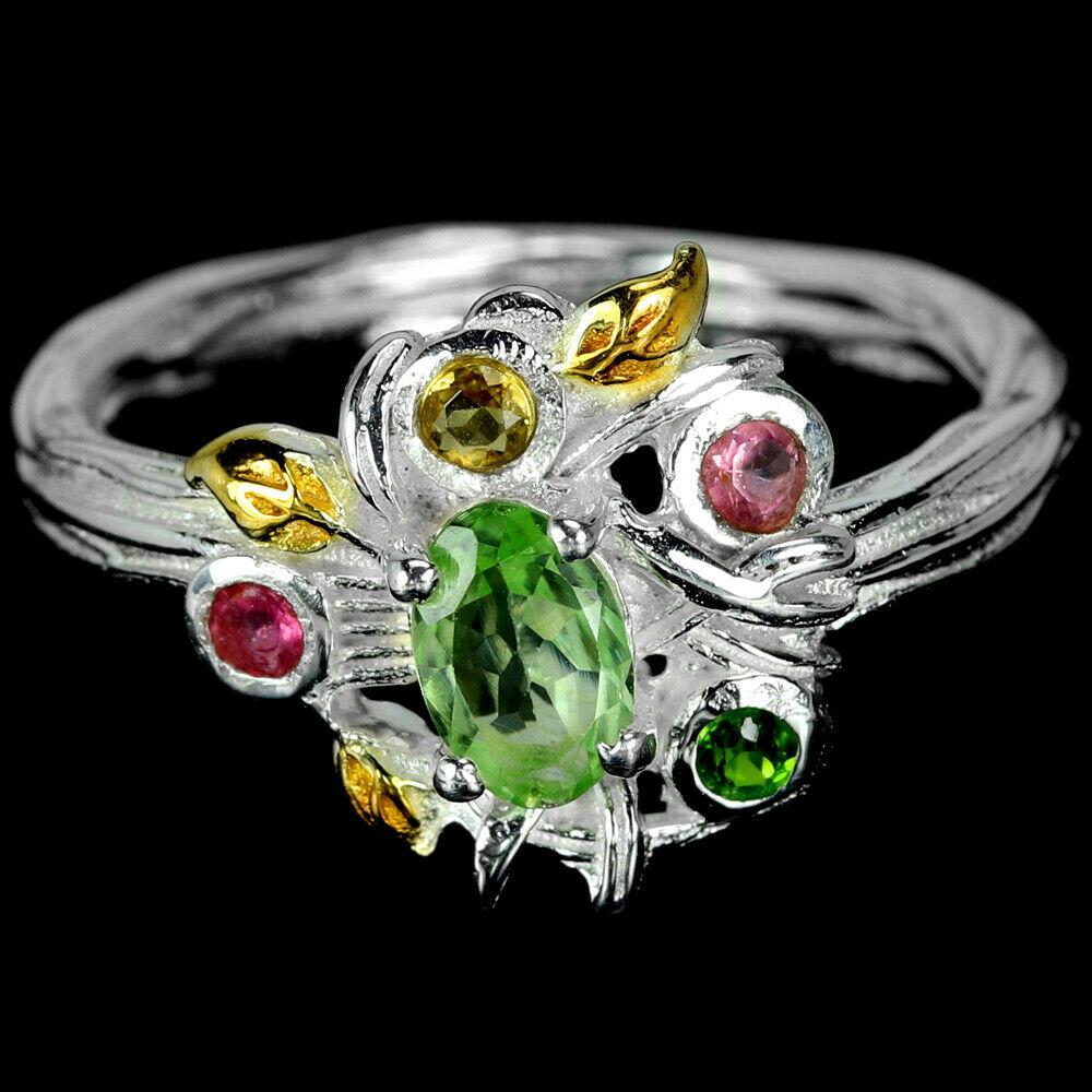 Турмалін різнобарвне срібне кільце, 1801КТ