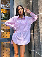 Женская рубашка оверсайз летняя с двумя накладными карманами (р. 42-46) 813505