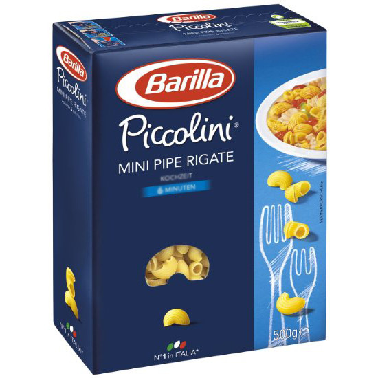 Макарони твердих сортів Barilla Piccolini «mini Pipe Rigate», дитяча серія 500 гр.