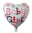 Шар фольгированный сердце "Baby Girl" Цветы. Размер: 18"(45см).