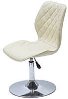 Стілець Nolan (Нолан) CH-BASE шкірозамінник бежевий 1017, хромована опора-блин, фото 3