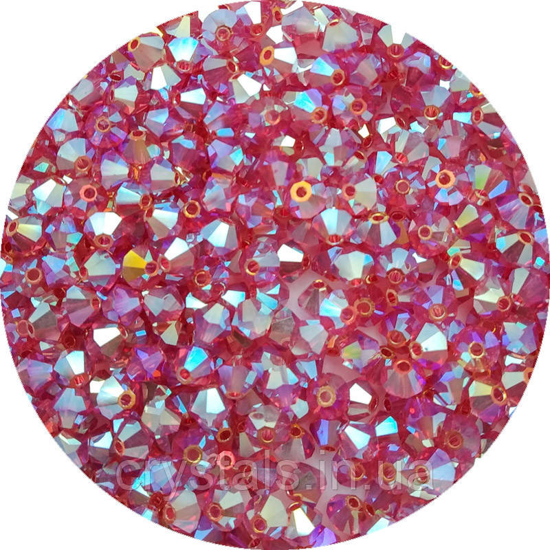 Кришталеві біконуси Preciosa (Чехія) 4 мм Indian Pink АВх2, фото 1