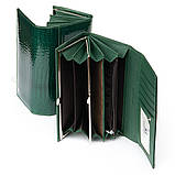 Жіночий шкіряний лаковий гаманець 18.5*9.5*4  зелений, фото 2