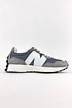 Чоловічі / жіночі кросівки New Balance 327 Grey White, сірі замшеві кросівки нью беленс беланс 327 NB 327, фото 6