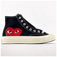 Чоловічі / жіночі кеди Converse Chuck Taylor x Comme Des Garçons Play, унісекс чорні кеди конверс чак тейлор