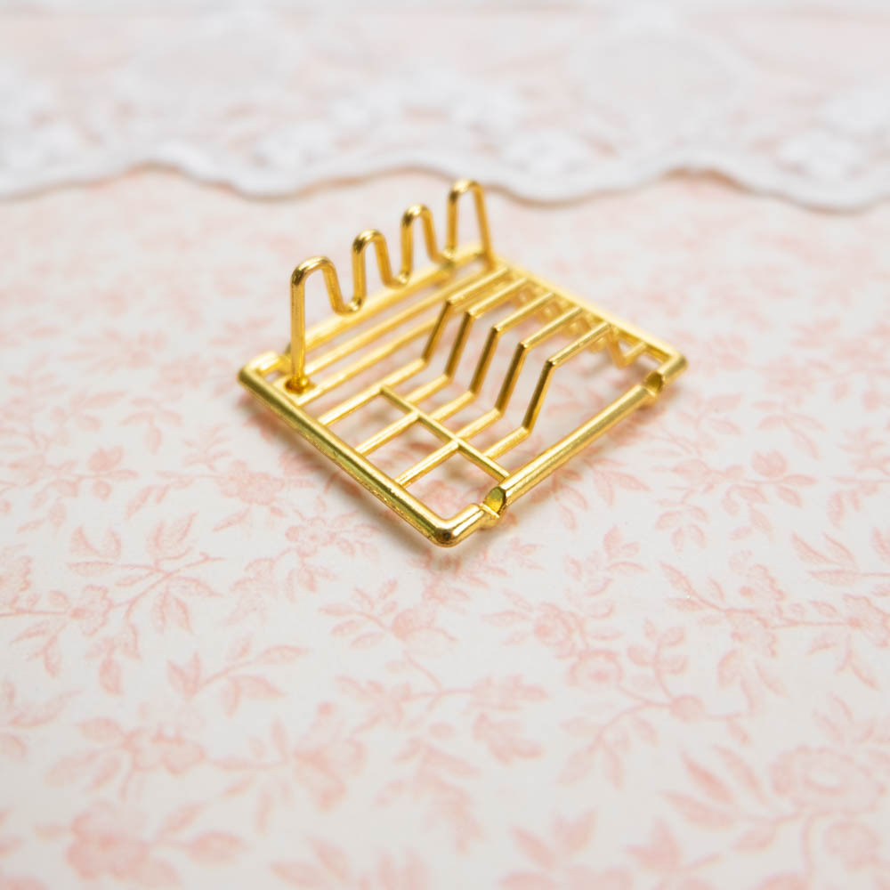 1:12 Мініатюра Підставка під Тарілки 3.8*3.5 см ЗОЛОТО, фото 1