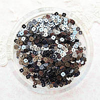 Паєтки Індія 5 мм квіточки Антрацит 5 г