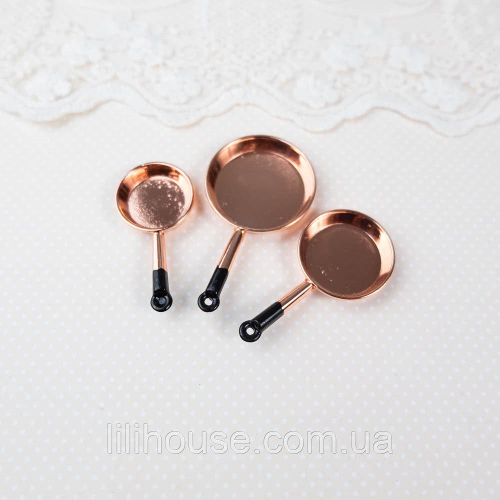 Мініатюрний набір сковорідок ø 3-1.5 см Мідь, фото 1