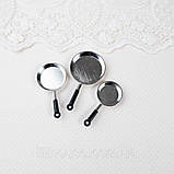 Мініатюрний набір сковорідок ø 3-1.5 см Срібло, фото 2