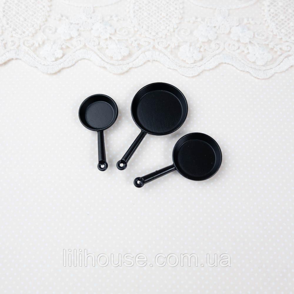 Мініатюрний набір сковорідок ø 3-1.5 см Чорні, фото 1