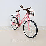 Велосипед пластиковий ляльковий з чорним ободом 24*17 см, фото 3