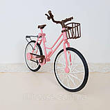 Велосипед пластиковий ляльковий з чорним ободом 24*17 см, фото 4