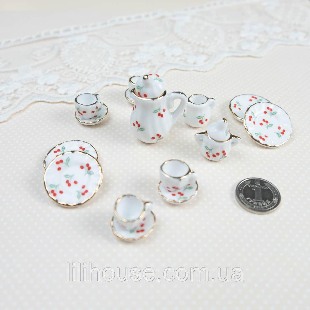 Мініатюрний чайний керамічний набір Вишеньки, фото 1