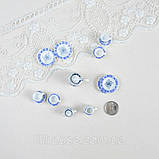 Мініатюрний чайний керамічний набір Синій кант квіти, фото 4