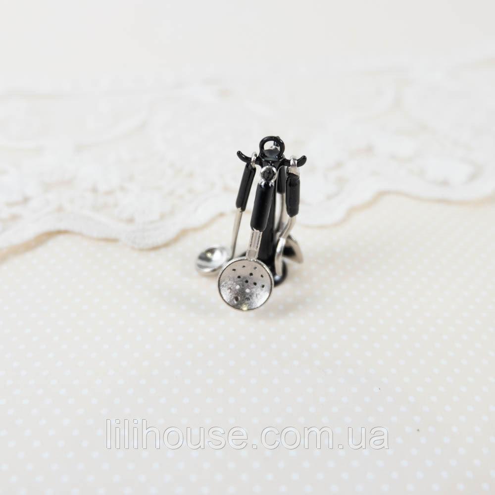 Мініатюрний набір кухонного приладдя на підставці Чорний, фото 1