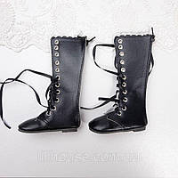 Чобітки для ляльки високі 12 см на шнурівці 7*2.7 см Чорні